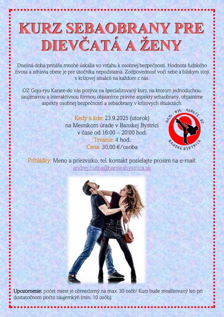 Kurz sebaobrany pre ženy a dievčatá – 23. 9. 2025